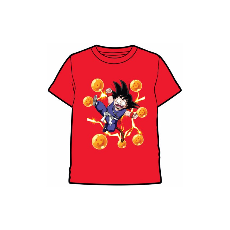 CAMISETA DRAGON BALL ROJA BOLAS L