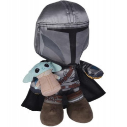 PELUCHE SIMBA STAR WARS MANDALORIAN MANDO + BABY 25 CM