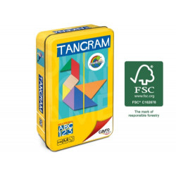 TANGRAM (MADERA FSC) DE COLORES EN CAJA DE METAL