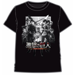 CAMISETA ATAQUE TITANES PERSONAJES NEGRO T. XXL