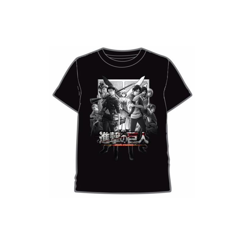 CAMISETA ATAQUE TITANES PERSONAJES NEGRO T. XXL