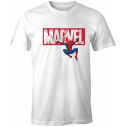 CAMISETA MARVEL LOGO & SPIDERMAN COLOR BLANCO T.S