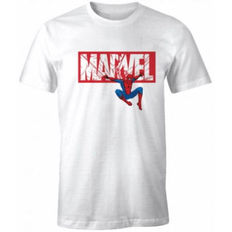 CAMISETA MARVEL LOGO & SPIDERMAN COLOR BLANCO T.L