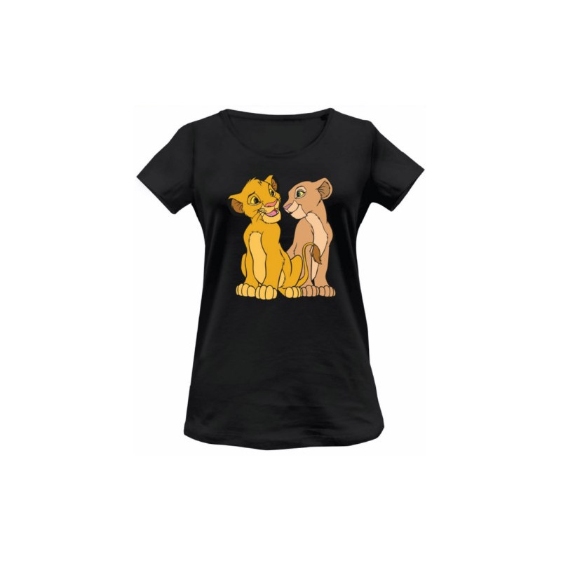 CAMISETA DISNEY SIMBA Y NALA MUJER NEGRO T.S