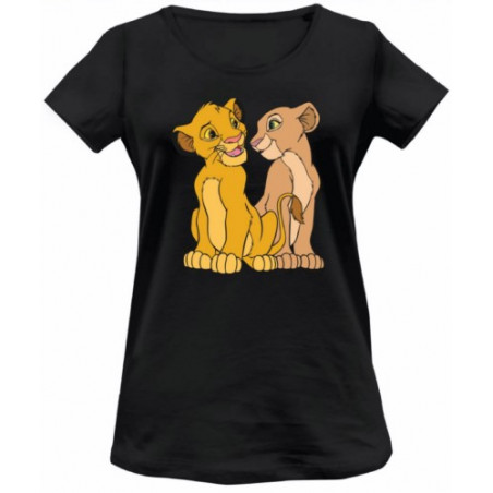 CAMISETA DISNEY SIMBA Y NALA MUJER NEGRO T.S