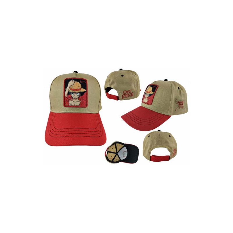 GORRA ONE PIECE BEISBOL LUFFY CRUDO/ROJO