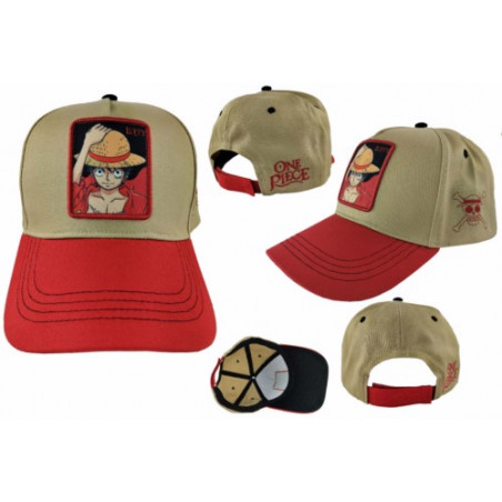 GORRA ONE PIECE BEISBOL LUFFY CRUDO/ROJO