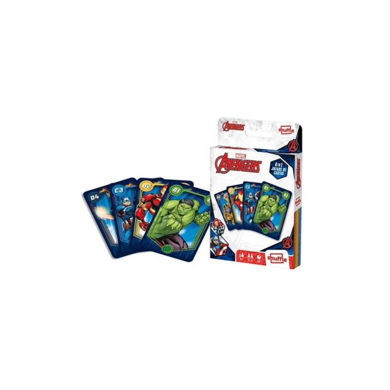 JUEGO CARTAS SHUFFLE 4 EN 1 MARVEL AVENGERS