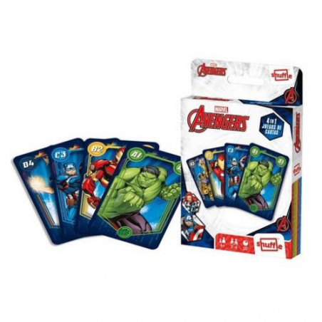 JUEGO CARTAS SHUFFLE 4 EN 1 MARVEL AVENGERS