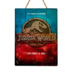 CUADRO MADERA 3D  JURASSIC WORLD LOGO 30 X 40