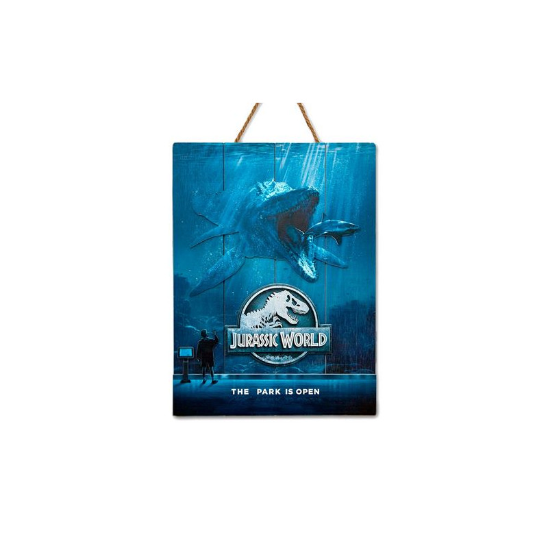 CUADRO MADERA 3D  JURASSIC WORLD MOSSA 30 X 40