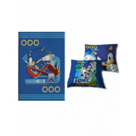 SET REGALO MANTA POLAR + COJIN SONIC