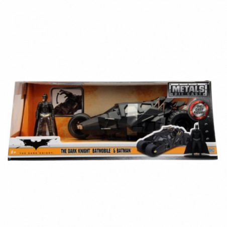 COCHE METAL BATMOVIL DARK KNIGHT Y FIGURA BATMAN 2008 ESCALA 1:2